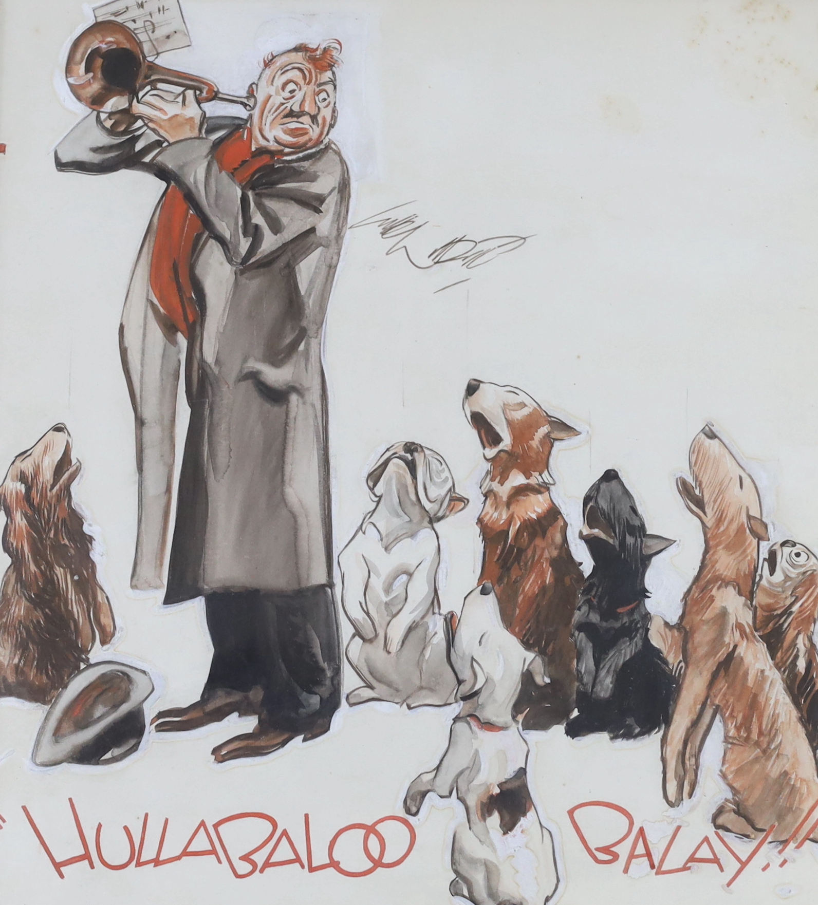 Gilbert Wilkinson (1891-1965), ink and watercolour, 'Hullabaloo Balay!!', signed, 29 x 27cm